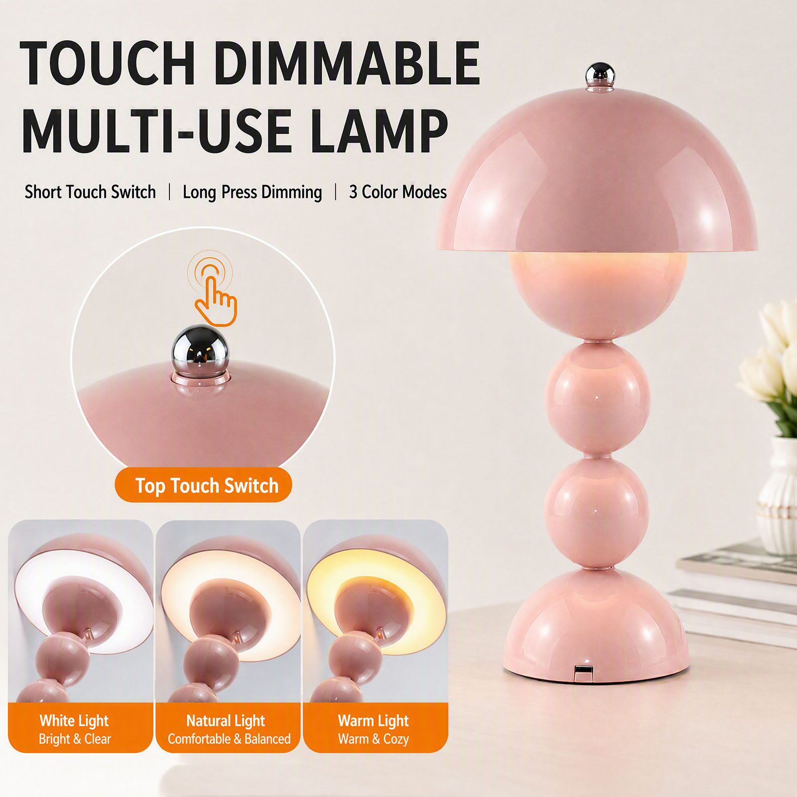 USB Mushroom Bud LED Table Lam - Light Switch ulasan dan harga