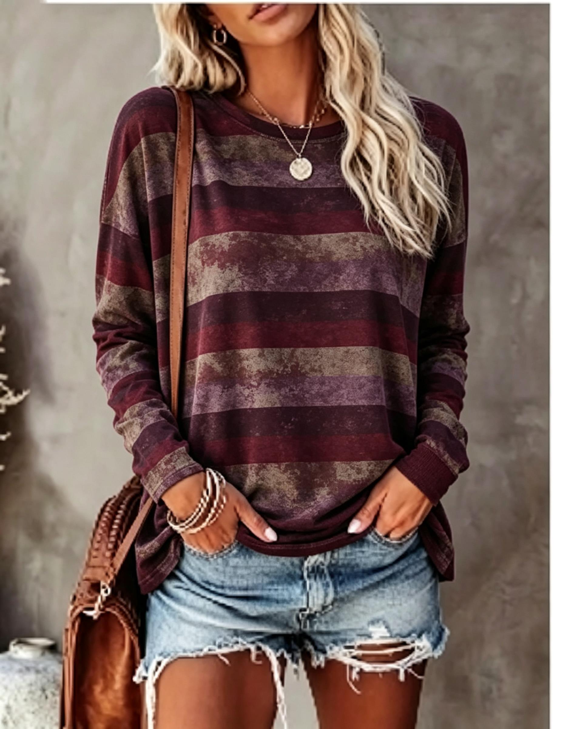 Women Long Sleeve T‑Shirt Vint - Wallpaper ulasan dan harga