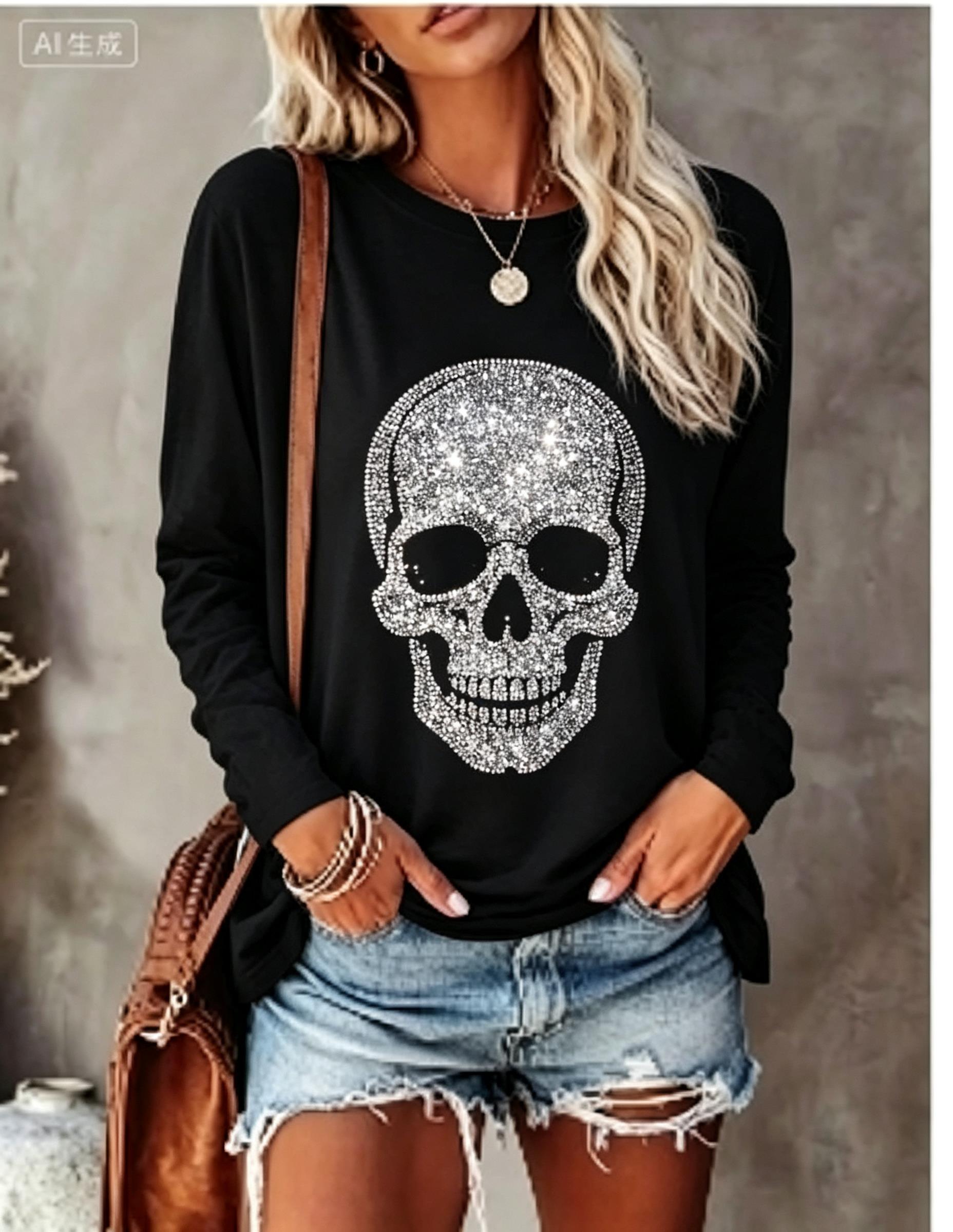 Women Long Sleeve T‑Shirt Simu - Wallpaper ulasan dan harga