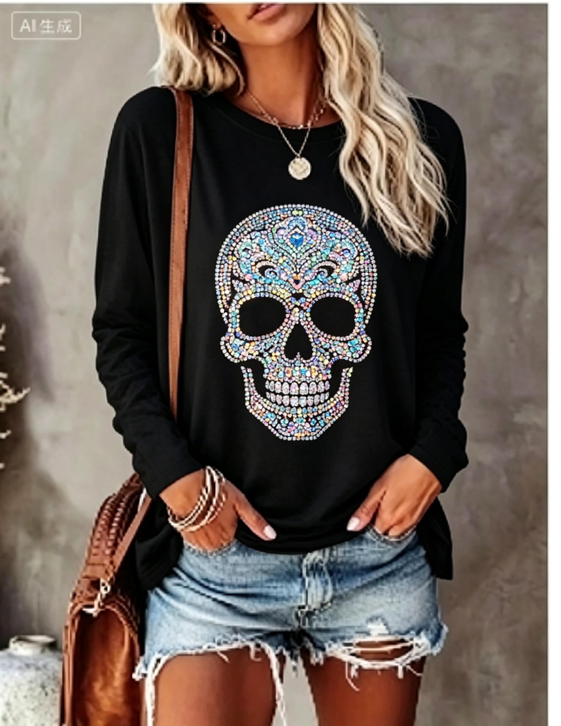 Women Long Sleeve T‑Shirt Simu - Wallpaper ulasan dan harga