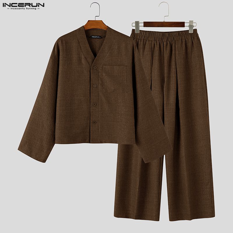 INCERUN Men Sets Solid Color L - Wallpaper ulasan dan harga