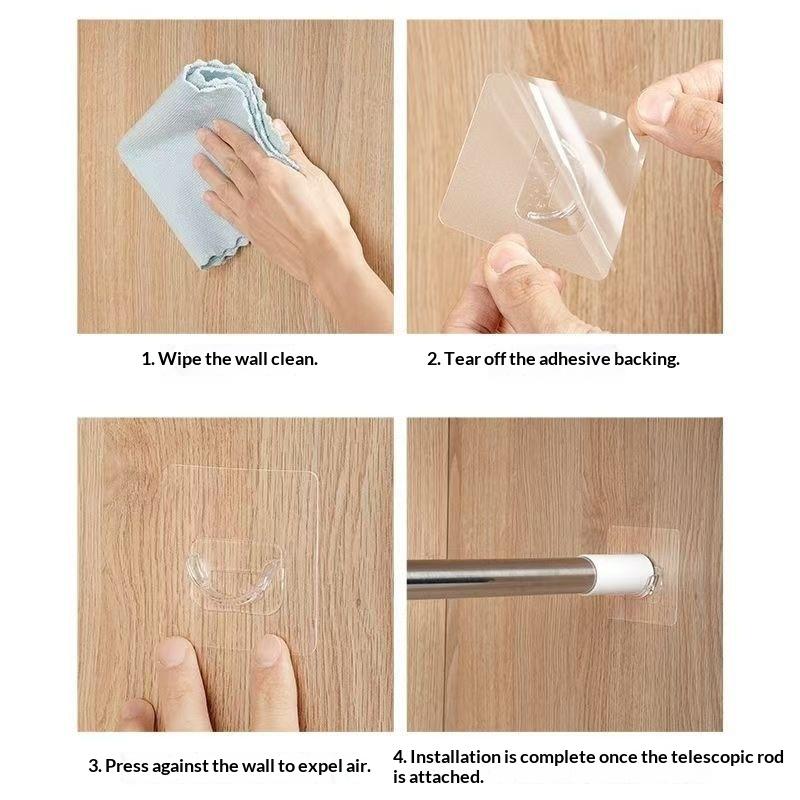 4 PCS Transparent Adhesive Cur - Curtain Rods ulasan dan harga